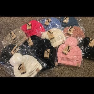 C.C Kids Beanie with Pom Ivory
